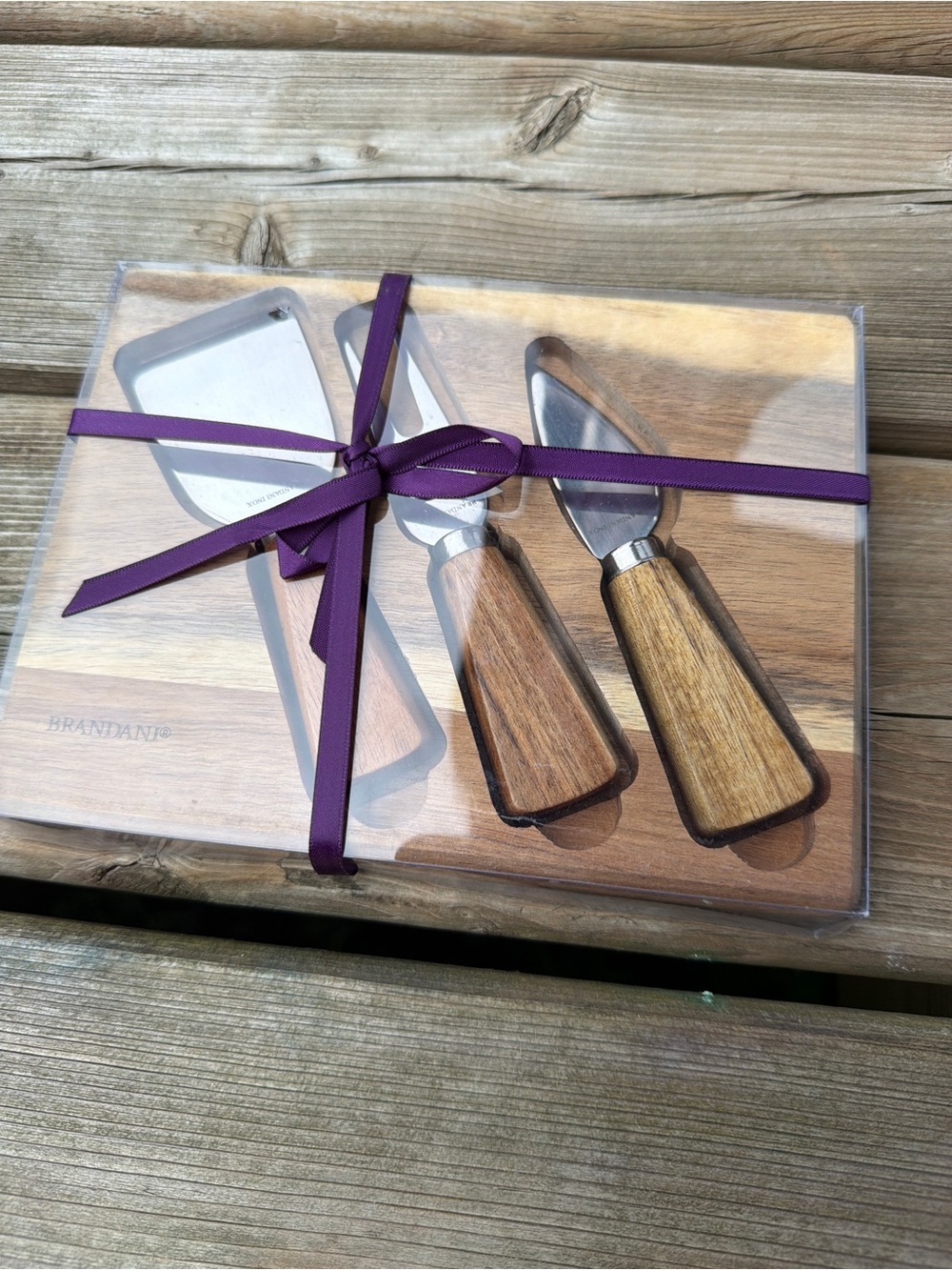 Brandani 3-Pc Cheese Serving Set Wooden Handles Serving Board